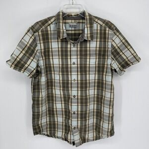 Rusty Men's Brown‎ Plaid Short Sleeve Casual Utility Button Down Shirt Size XL